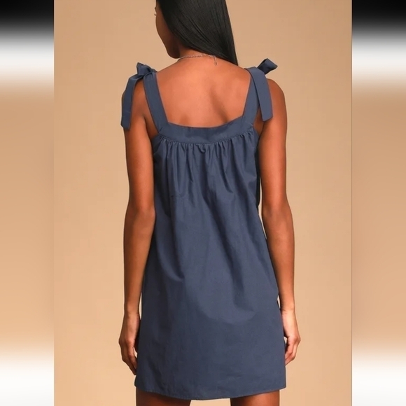 Lulus size Small Absolutely Darling Dark Blue Tie-Strap Mini Dress - Picture 3 of 11